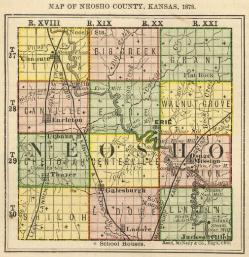 Neosho County Kansas Everts 1887-23.00 x 28.47 