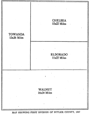 Map showing first division of Butler County, 1847