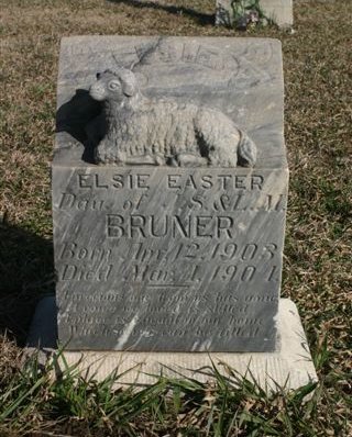 Gravestone for Elsie Easter Bruner.

Mumford Cemetery, Barber County, Kansas.

Photo courtesy of Kim Fowles.