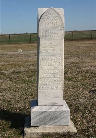 Gravestone for Lucretia M. Coughemour 

Mumford Cemetery, Barber County, Kansas.

Photo courtesy of Kim Fowles.