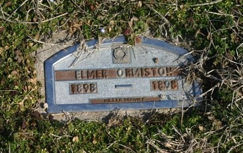 Gravestone for Elmer Ormiston

Mumford Cemetery, Barber County, Kansas.

Photo courtesy of Kim Fowles.