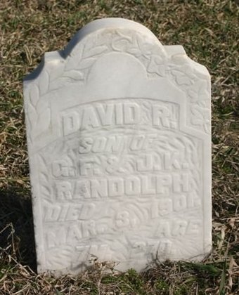 Gravestone for David R. Randolph

Mumford Cemetery, Barber County, Kansas.

Photo courtesy of Kim Fowles.