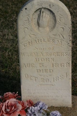 Gravestone for Charles M. Rogers

Mumford Cemetery, Barber County, Kansas.

Photo courtesy of Kim Fowles.