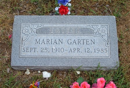 Gravestone for Marian (Trotter) Garten, Sunnyside Cemetery, Sun City, Barber County, Kansas.
