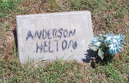 Gravestone for Anderson Helton, Sunnyside Cemetery, Sun City, Barber County, Kansas.

Photo courtesy of Kim Fowles.