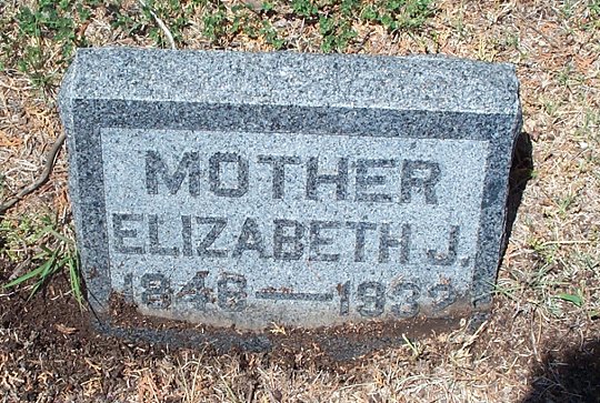 Gravestone for Elizabeth J. Clements,

Sunnyside Cemetery, Sun City, Barber County, Kansas.

Photo by Kim Fowles.