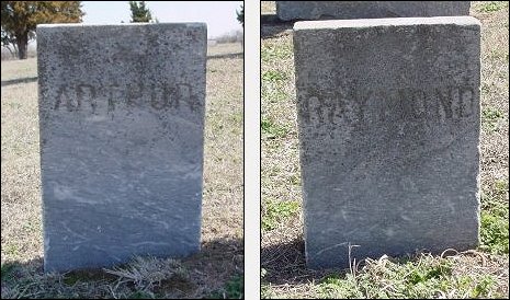 Gravestones for Arthur and Raymond Forney.

Sharon Cemetery, Sharon, Barber County, Kansas.

Photos by Ed Rucker, 17 March 2007.