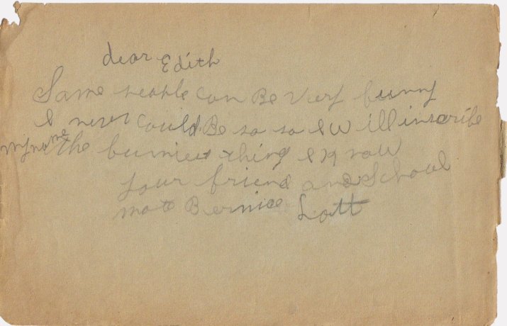 Bernice Lott's entry in Edith Hoagland's Autograph Album, Barber County, Kansas.

Courtesy of Kim Fowles.