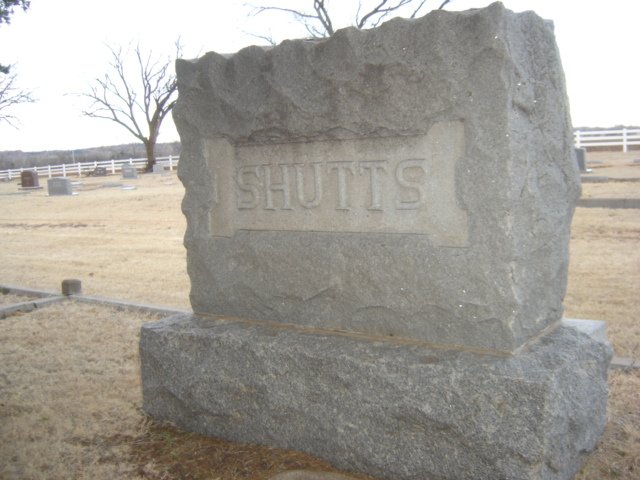 Family gravestone for the William and Addie Shutts family.

Sunnyside Cemetery, Sun City, Barber County, Kansas.

Photo by Nathan Lee.