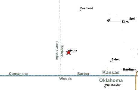 Map: Aetna Cemetery, Barber County, Kansas.