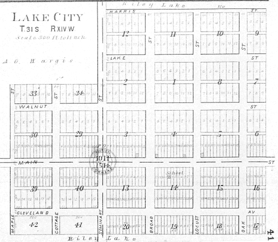 Plot Map of Lake City, Barber County, Kansas. 