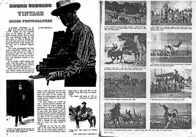 Homer Venters, Vintage Rodeo Photographer.

Magazine pages from 'Modern Horseman', July 1972.