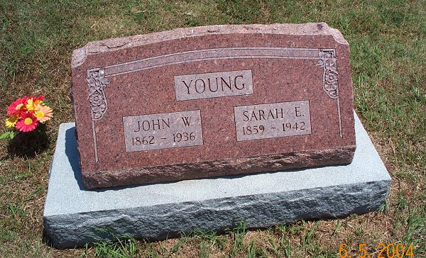 Gravestone for John and Sarah Young,

Sunnyside Cemetery, Sun City, Barber County, Kansas.

Photo by Kim Fowles.