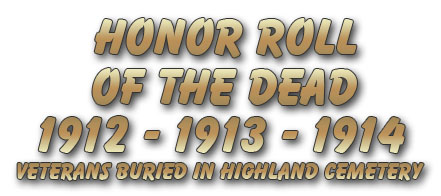 Honor Roll of the Dead 1912 - 1913 - 1914