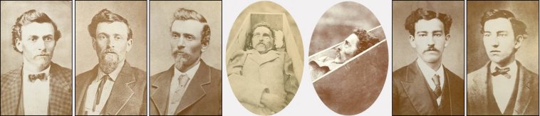 From left: Three Views of John Wesley Hillman/Hillmon, Frontal and Profile Views of the Corpse in the Hillmon Case, Two Views of Frederick Adolph Walters.
Archives: National Archives and Records Administration in Kansas City, Missouri.
Photos courtesy of Marianne Wesson.