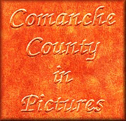 A scan of the embossed title on the cover of Comanche County in Pictures, published by the Comanche County Historical Society, Coldwater, Kansas.