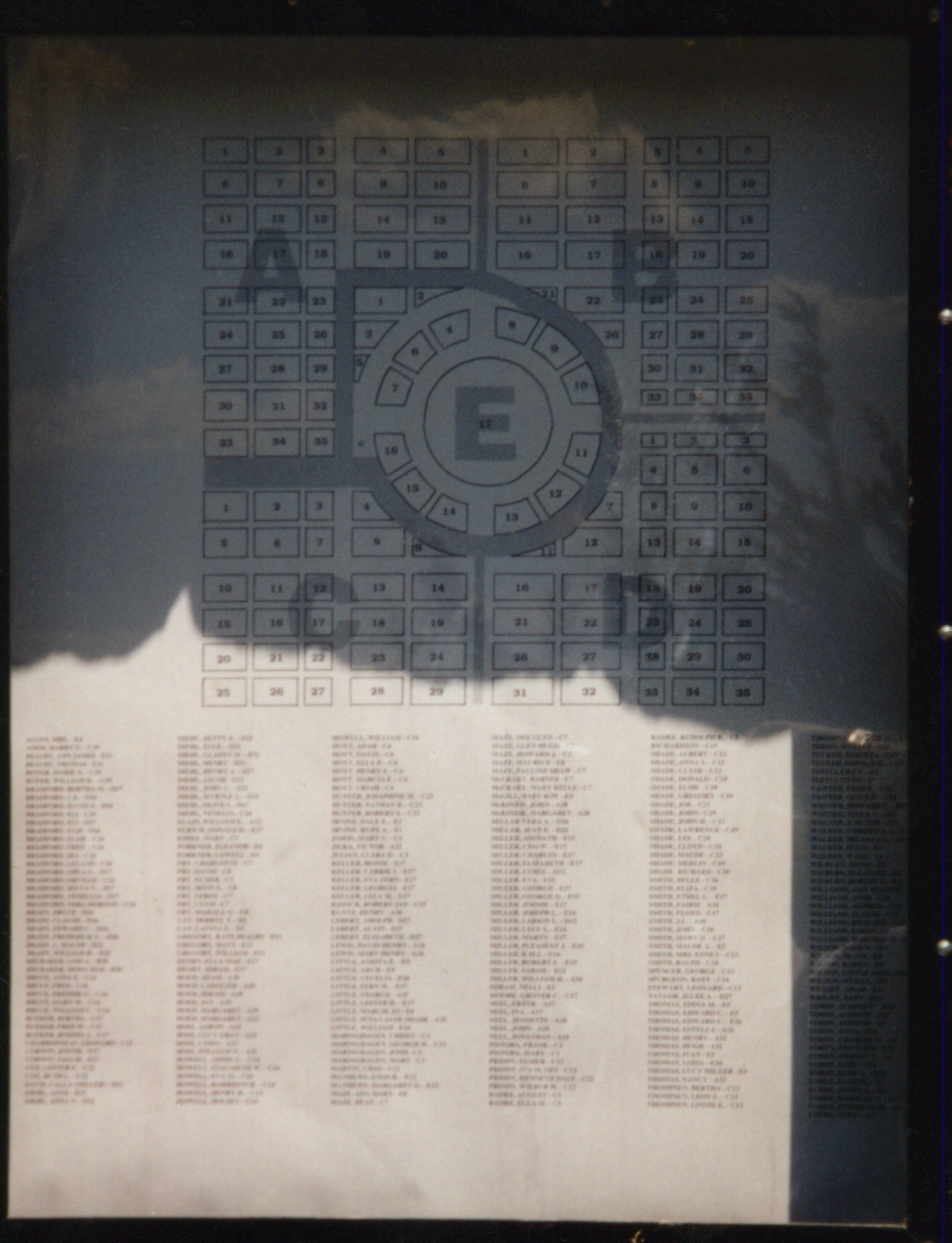 Directory at Prairie Mound Cemetery, 1995