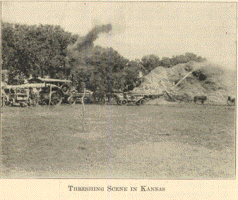 Threshing scene in Kansas