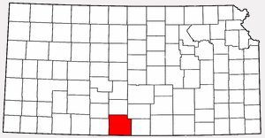 Map of Kansas showing the location of Barber County.