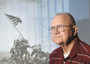 Hub photo illustration by Brad Norton and Mikaela Richmond<br> Don Richmond Sr., 81, served with the 5th Marine Division in the Battle of Iwo Jima during World War II. He will be one of the featured veterans during todays parade in downtown Kearney.
